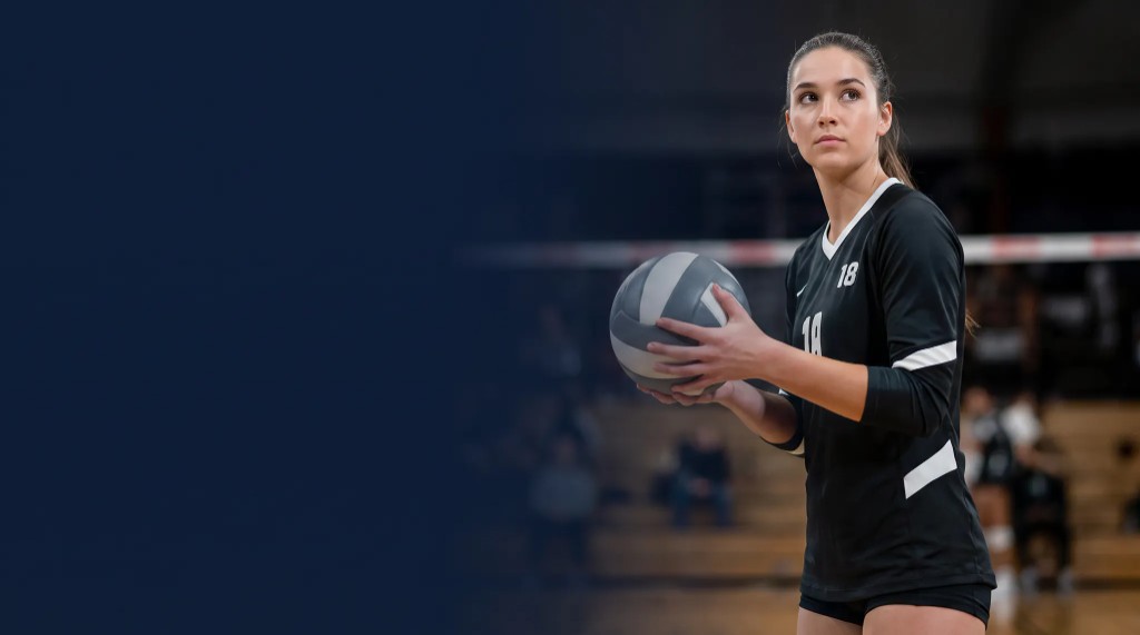 Focused volleyball athlete preparing to compete